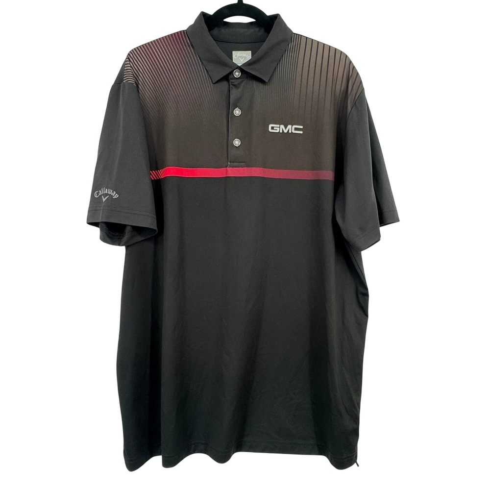 Callaway GMC Golf‎ Polo Shirt Mens Large Black Opti-Dri Performance Short Sleeve